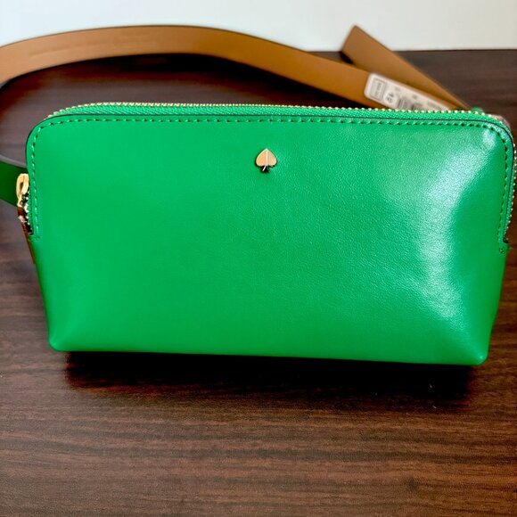 Kate Spade Belt Bag Green Leather Top Zip Women's Size L/XL NWT $98 - Picture 3 of 9